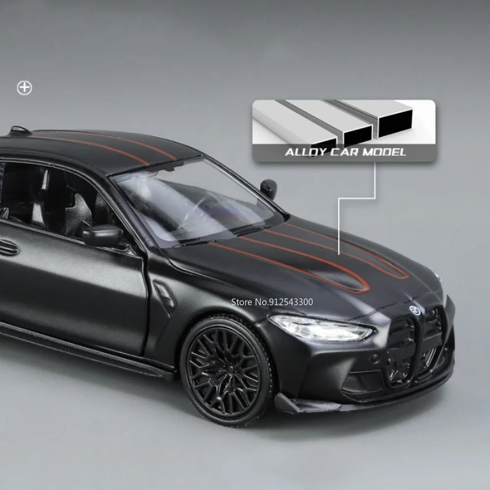 1/36 BMW M4 CSL Alloy Toys Car Model High Simulation Metal Genuine Door Opened Pull Back Function Boys Birthday Gifts Collection