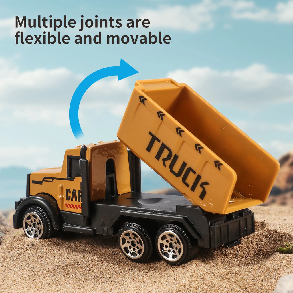 6pcs/Set Alloy Crane Truck Car Parking Lot Toys Engineering Vehicle Tractor Excavator Construction Set for Boys Birthday Gift