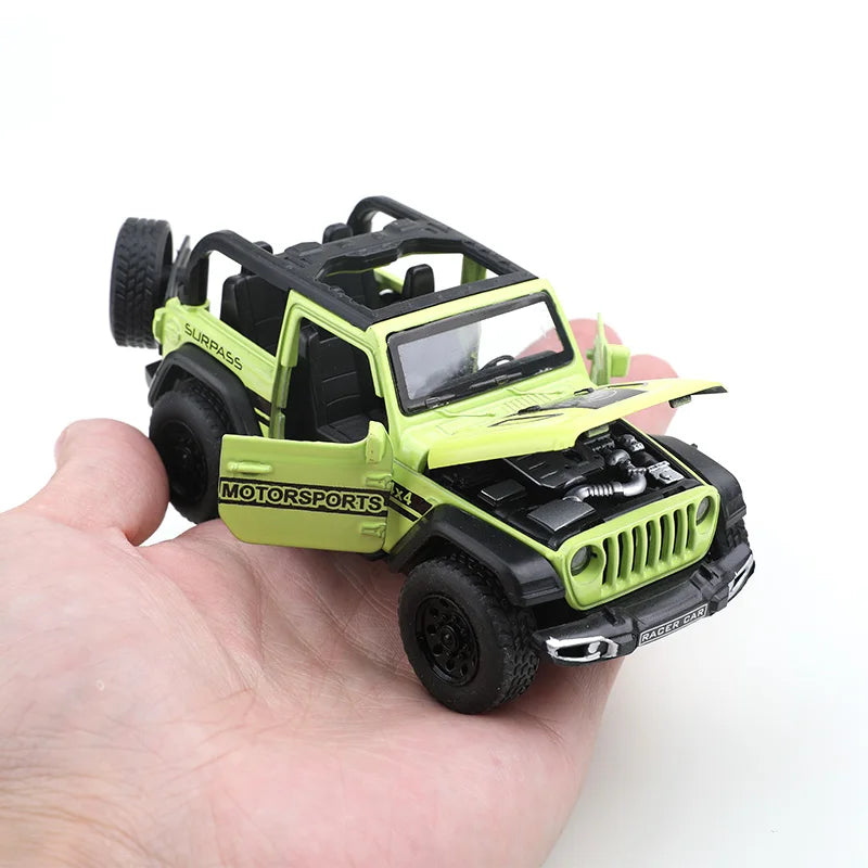 (Bagged) 1/36 Convertible Wrangler Off-Road Vehicle, Die-Cast Metal, Boy's Toy, Four Doors Openable, Pull-Back Function