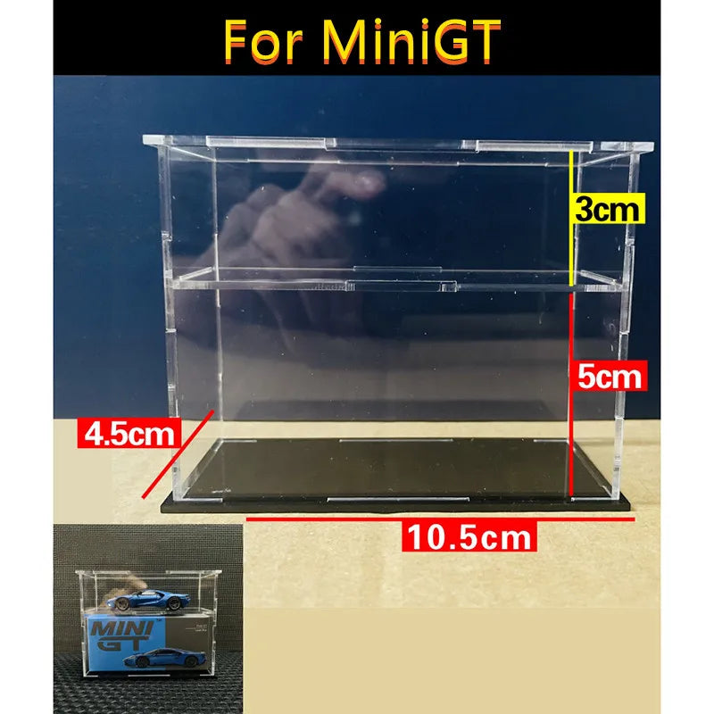 1/64 Model Cars Acrylic Display Case Fit for Mini Size MiniGT Tomica Hotwheels Required Assembly Proof Box Cabinet Toy Vehicles