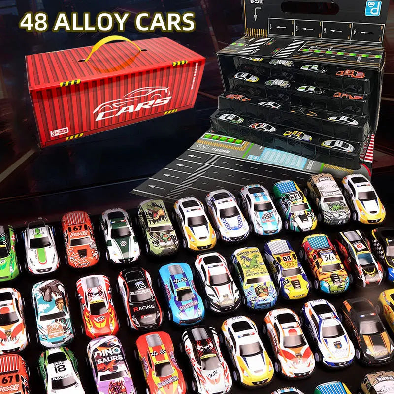 Gift Box Version: 48-Piece Alloy Car Set, Children's Toy Car, Tin Car, Racing Model, Classic Car Model, Christmas Gift