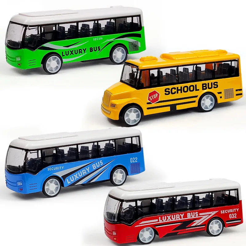 Children's Alloy Anti-Collision Car School Bus City Traffic Decoration Model Airport Metal Pull-Out Boy Holiday Education Toys