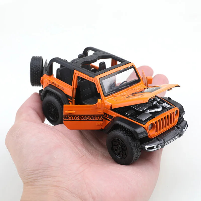 (Bagged) 1/36 Convertible Wrangler Off-Road Vehicle, Die-Cast Metal, Boy's Toy, Four Doors Openable, Pull-Back Function