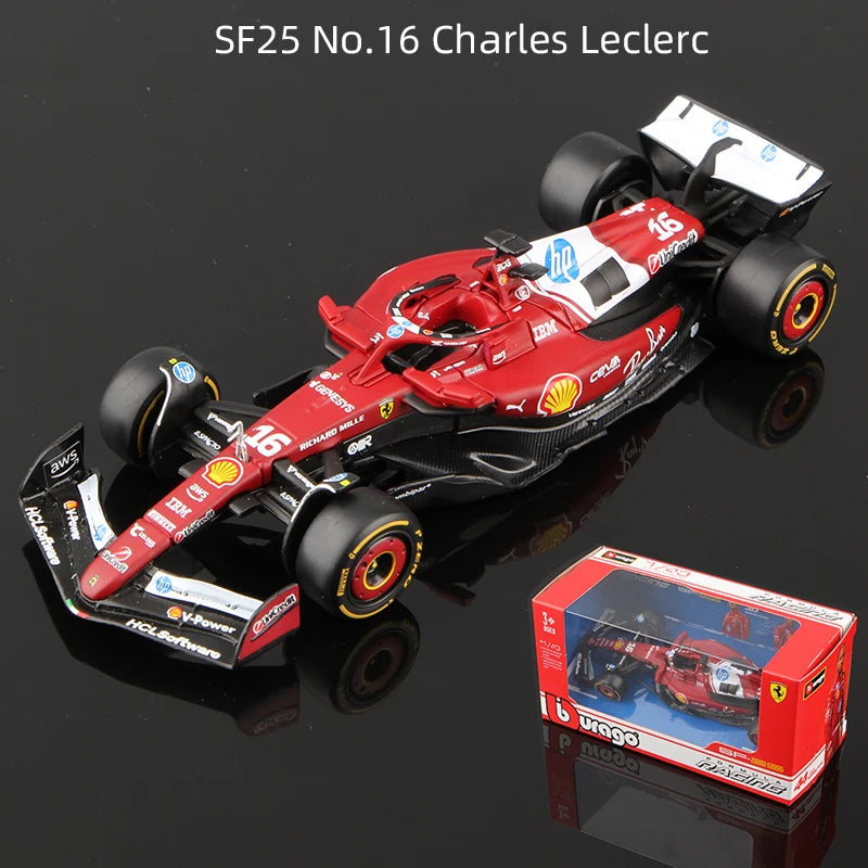Bburago 1:43 F1 Alloy Car Model 2025 Season Formula Racing Die Cast Toy SF25 RB21 W16 MCL39 Red Bull Mercedes Ferrari McLaren