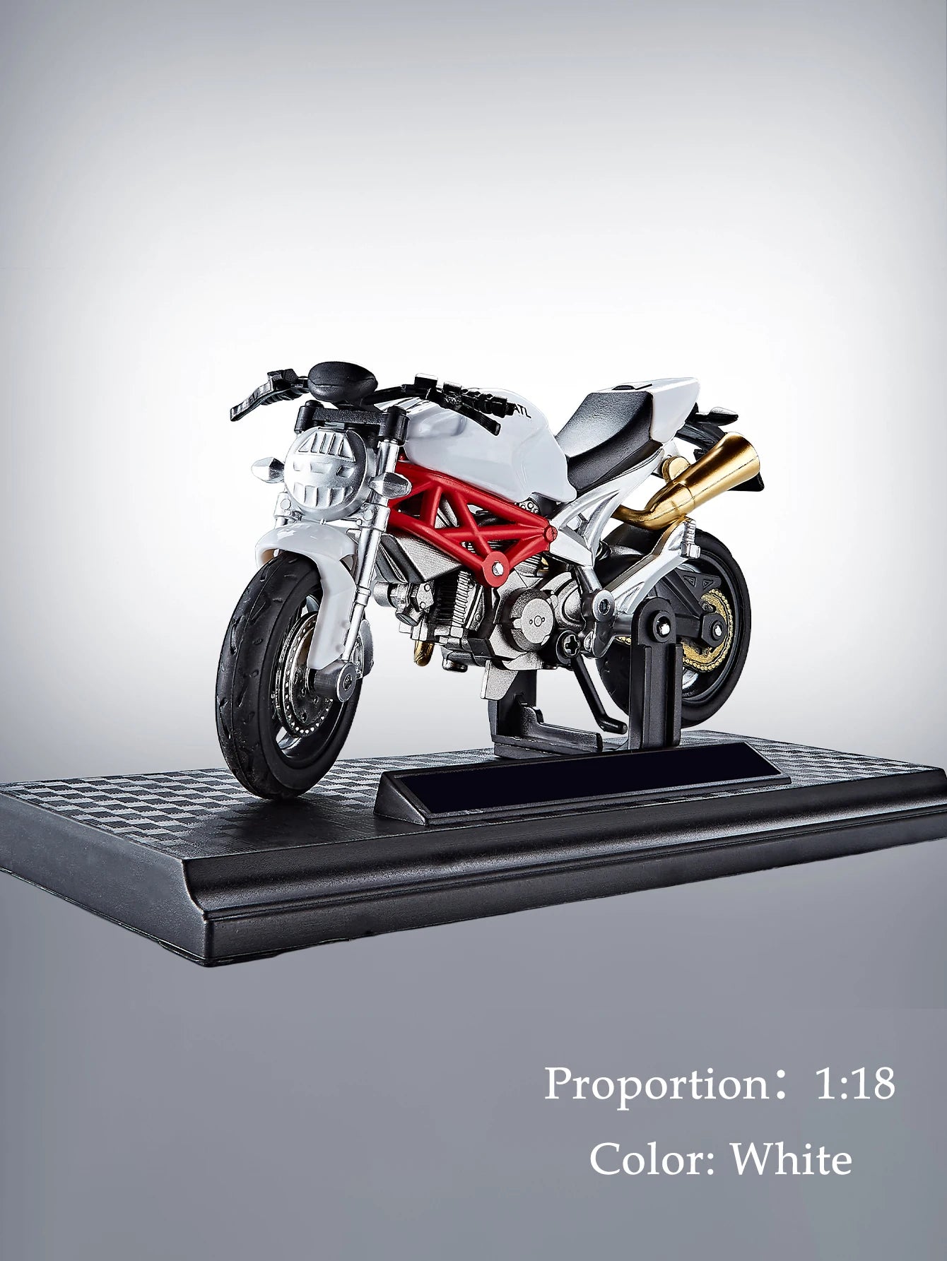Motorcycle DieCast Model 1:18 Toy Car,  Collectible Model With Ornament Base Rotating Rubber Tires Kids Gifts