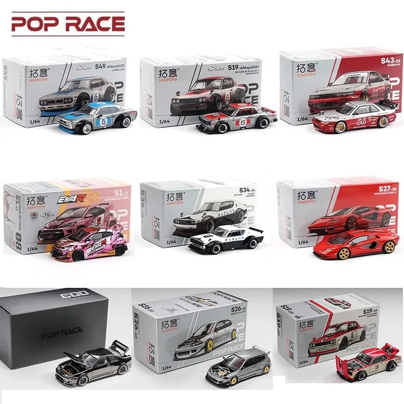 Xcartoys x Pop Race 1:64 EVA RT TYPE-08 087X PANDEM S13 SINGER SKYLINE GTR V8 DRIFT Diecast Model Car