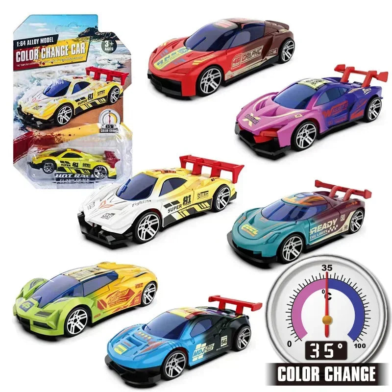 1:64 Magic Color Changing Racing Car Model Temperature Sensitive Inertia Pull Back Cars Toys Crash-Resistant Durable Boys Gift