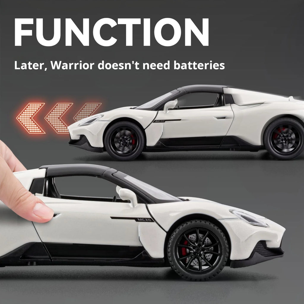 1:32 Maserati MC20 Model Exquisite Alloy Simulation Convertible Super Car Collection Gift Desktop Decoration Light & Sound