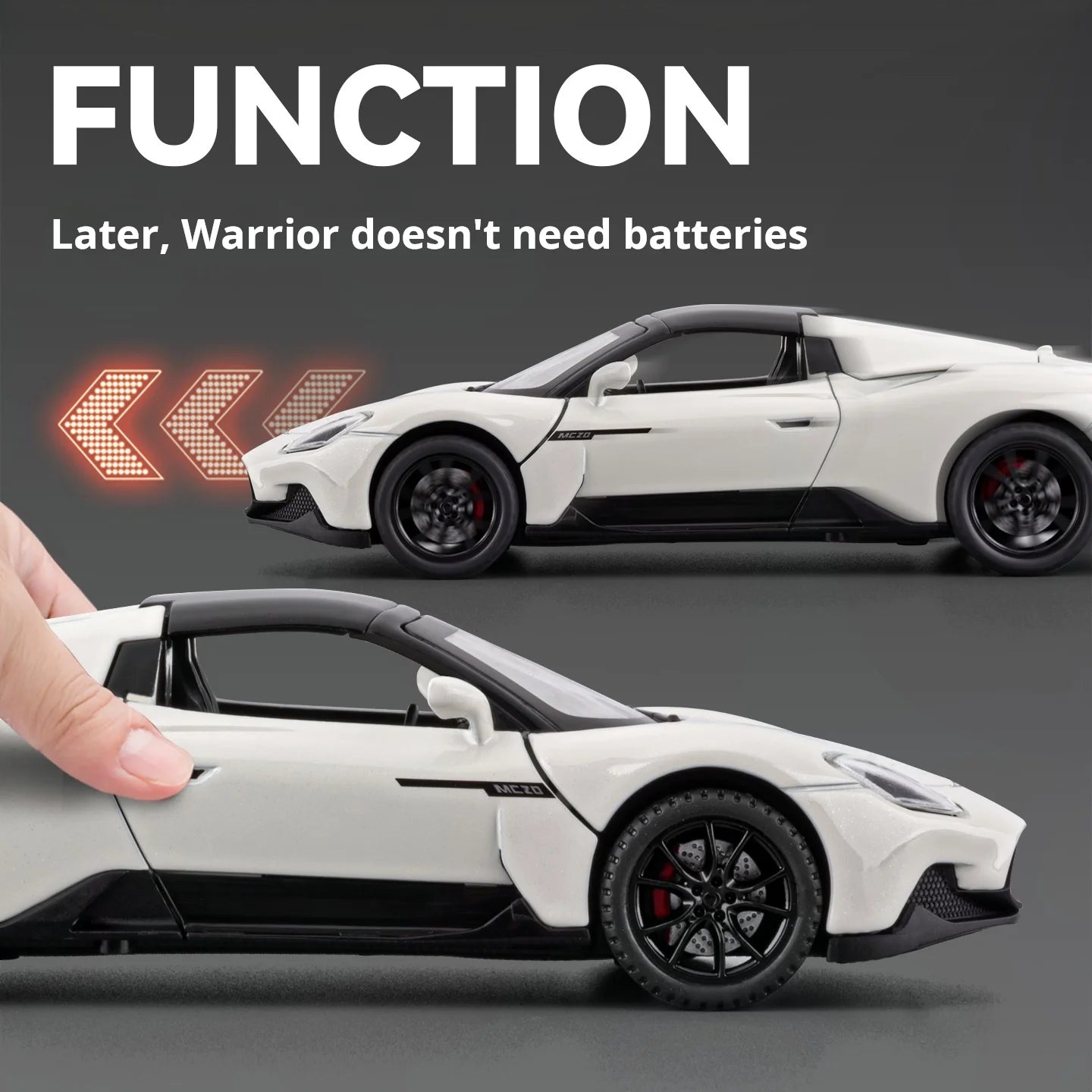 1:32 Maserati MC20 Model Exquisite Alloy Simulation Convertible Super Car Collection Gift Desktop Decoration Light & Sound