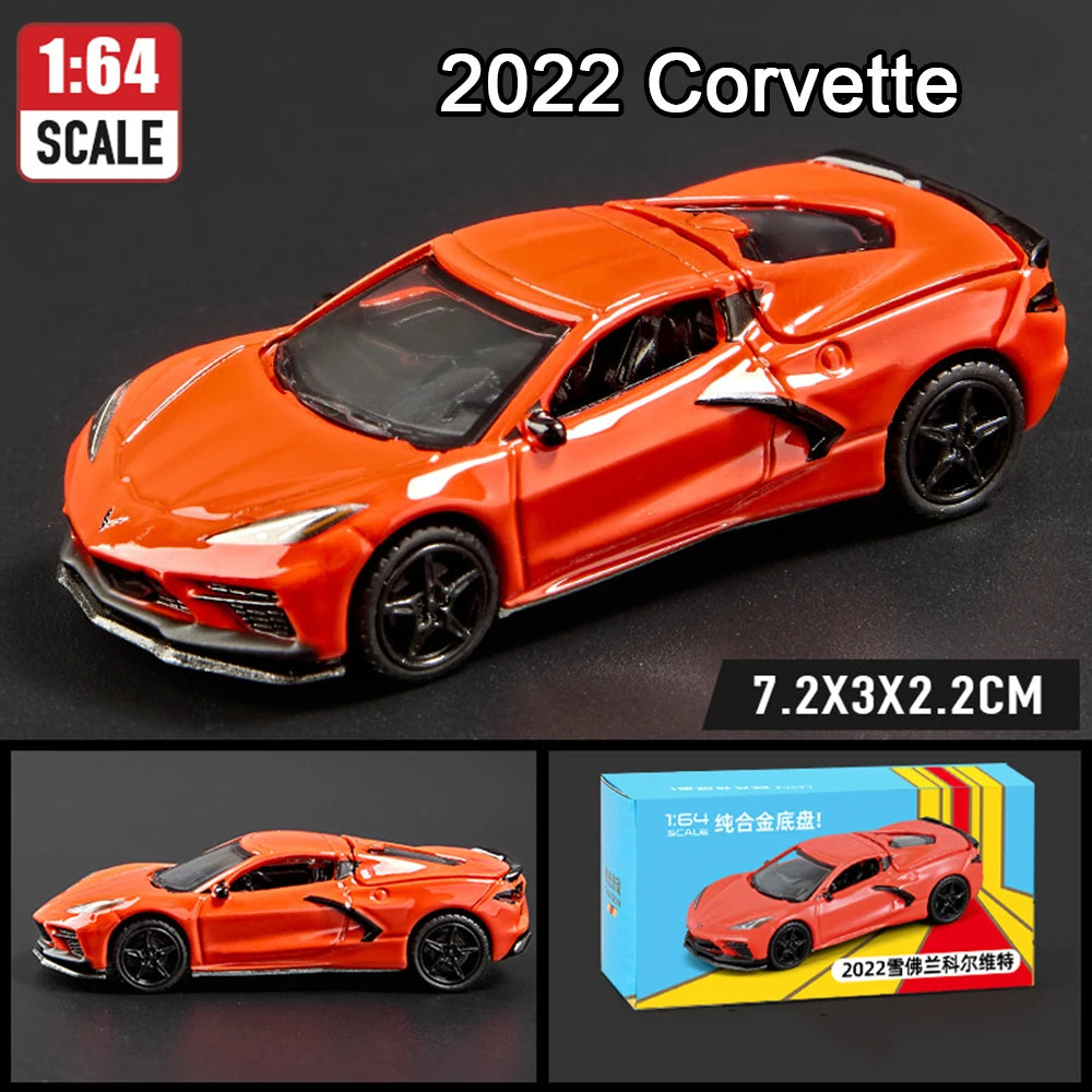 سلسلة ألعاب سيارات مصغرة من خليط معدني مصبوب بمقياس 1:64 JDM كورفيت GT500 فايربيرد دايتونا ستاردست هدايا ألعاب للأطفال