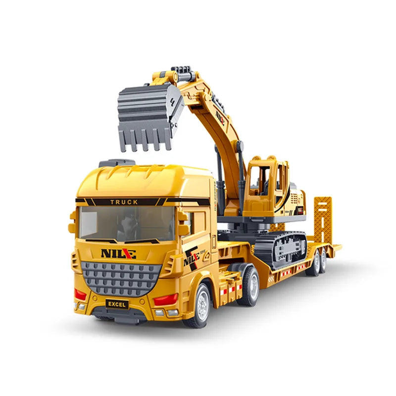 Scale Simulation Container Engineering Car Set Inertial Excavator Transport Truck Model Children Educational Toy Birthday Gift