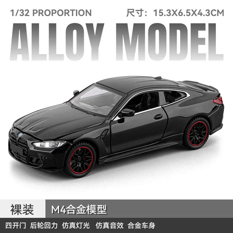 Limited Edition 1:32 Simulation Top Sports Car BM M4 Alloy Model Car with Sound and Light Boys' Toy Gift Collectibles