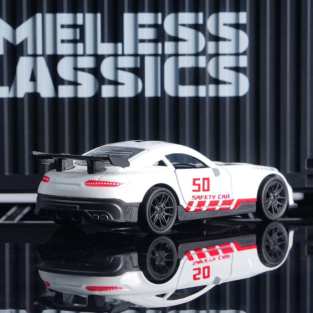 AMG Diecast Car Model, Alloy Sports Car Decor, White Collectible Vehicle with Openable Doors, Premium Ornament for Car Fans