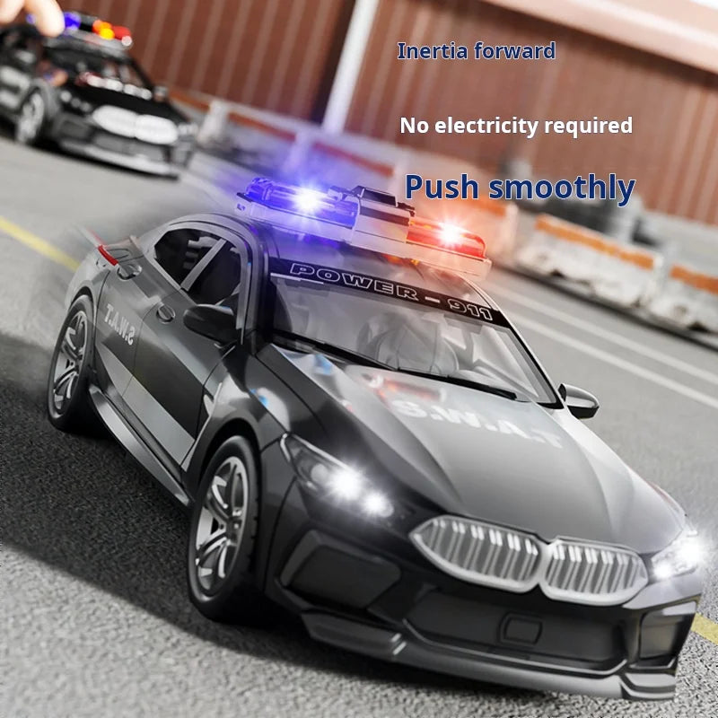 1:32 Simulation BMW M8 Police Car Car Model Car With Sound and Light High Simulation Kids Gift Collection Kids Gifts