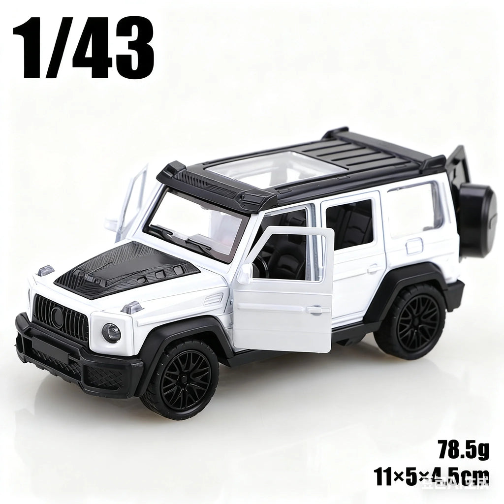 1/43 scale die-cast metal new Little G pullback off-road vehicle, three-door alloy model, boy's toy, decoration.