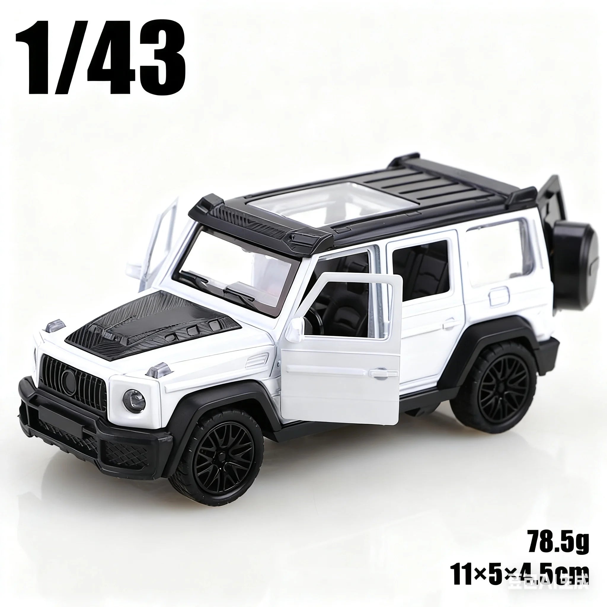 1/43 scale die-cast metal new Little G pullback off-road vehicle, three-door alloy model, boy's toy, decoration.