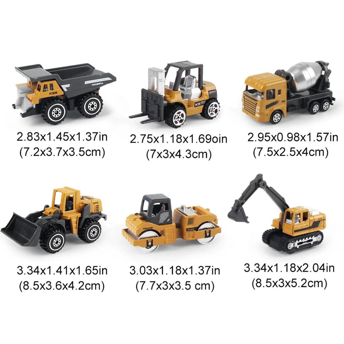 6pcs/set Alloy Engineering Truck Toy Car Classic Construction Model Vehicle Loader Tractor Excavator Toys for Boys Gifts