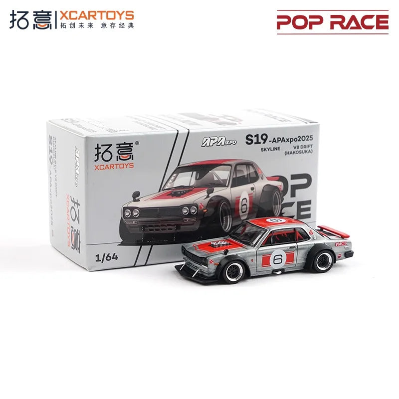 Xcartoys x Pop Race 1:64 EVA RT TYPE-08 087X PANDEM S13 SINGER SKYLINE GTR V8 DRIFT Diecast Model Car