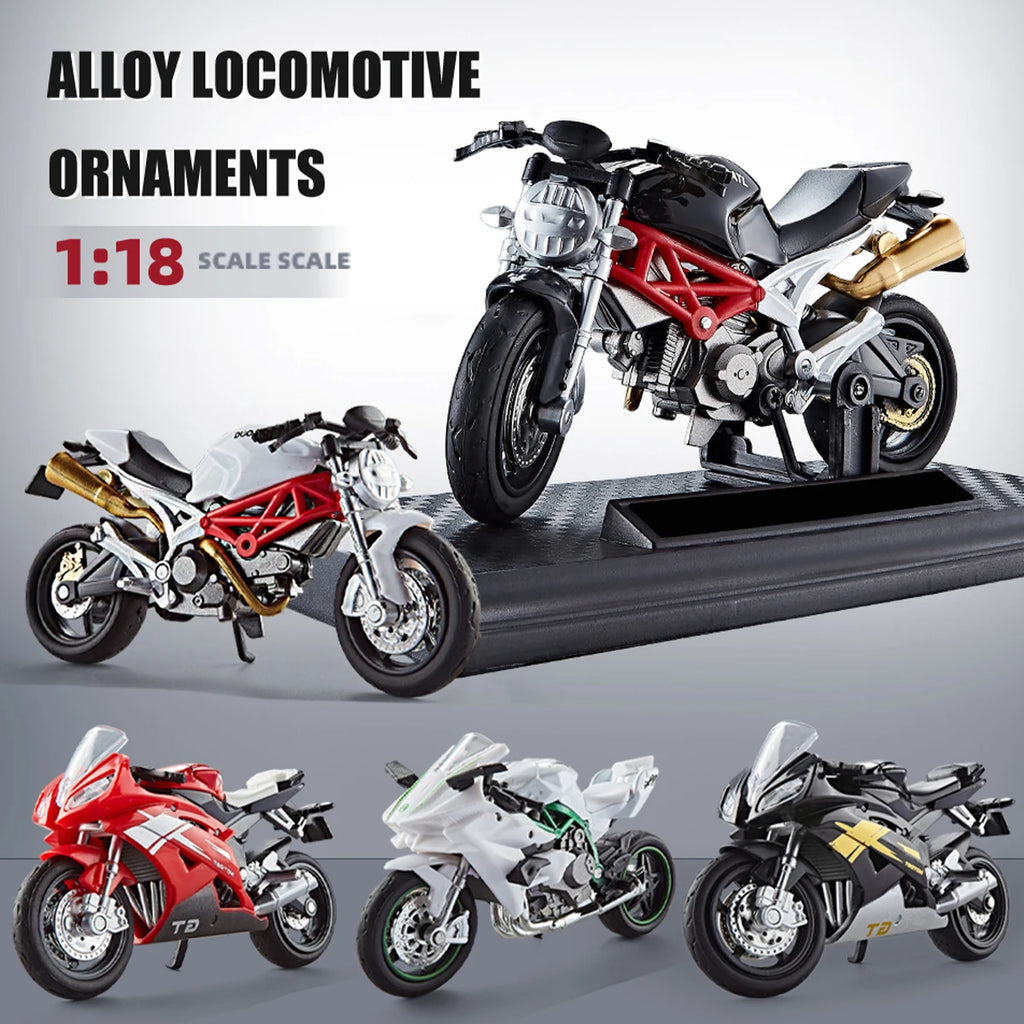 Model Diecast Motocycle Toys Ornament, 1:18/1:36 Car Rotating Rubber Rires Desktop Ornament Gifts