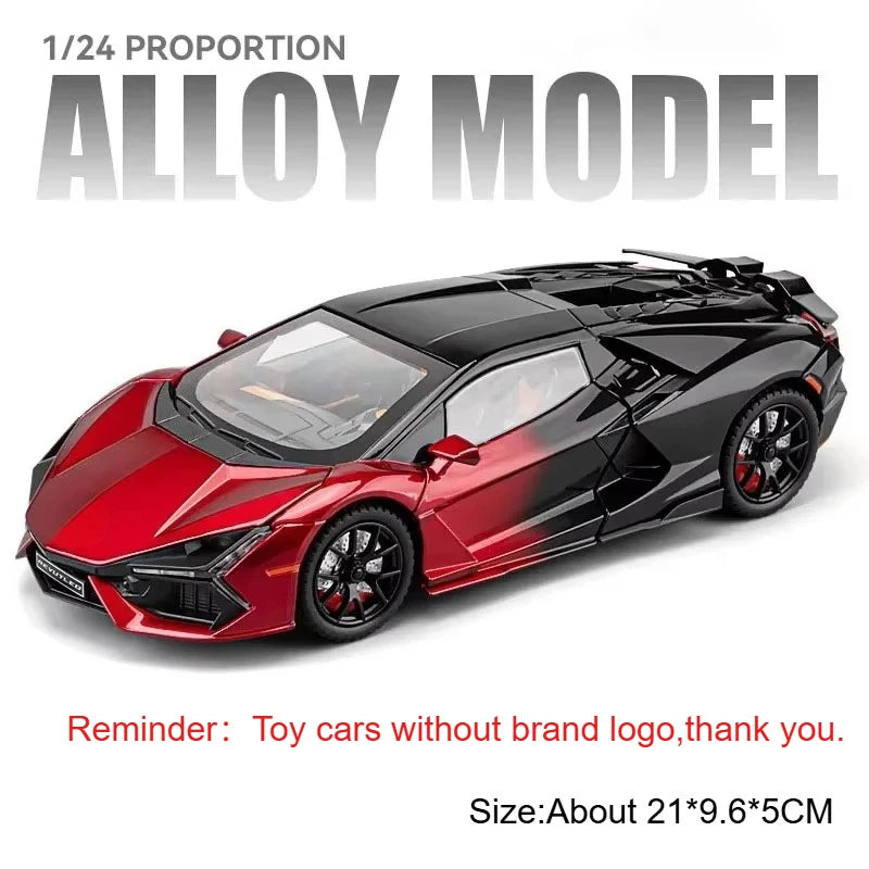 1:24 Scale REVUELTO Miniature Model Toy Sports Cars Alloy Diecast Supercars Sound Light Doors Opened Pull Back for Kids Gifts