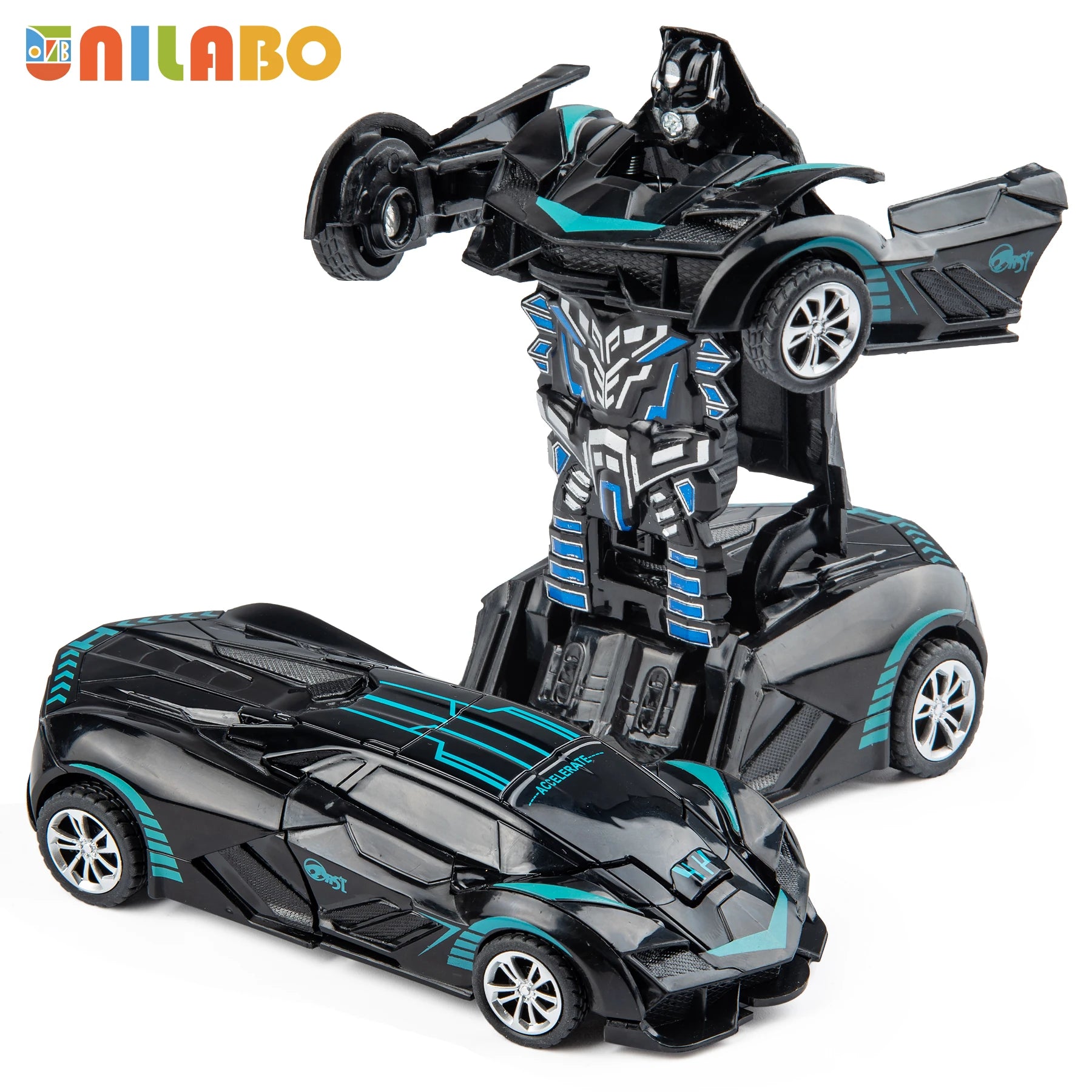 Transformable Robot Sports Car Toys, No Batteries, Educational Kids Gift, Colorful Model Vehicle for Play Learning
