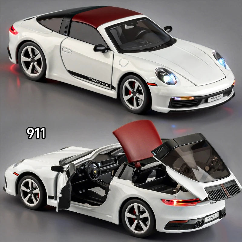 1:32 911 Targa 4S Sports Car Alloy Car Model Simulated Children's Toy Collection Ornaments for Boys Gifts