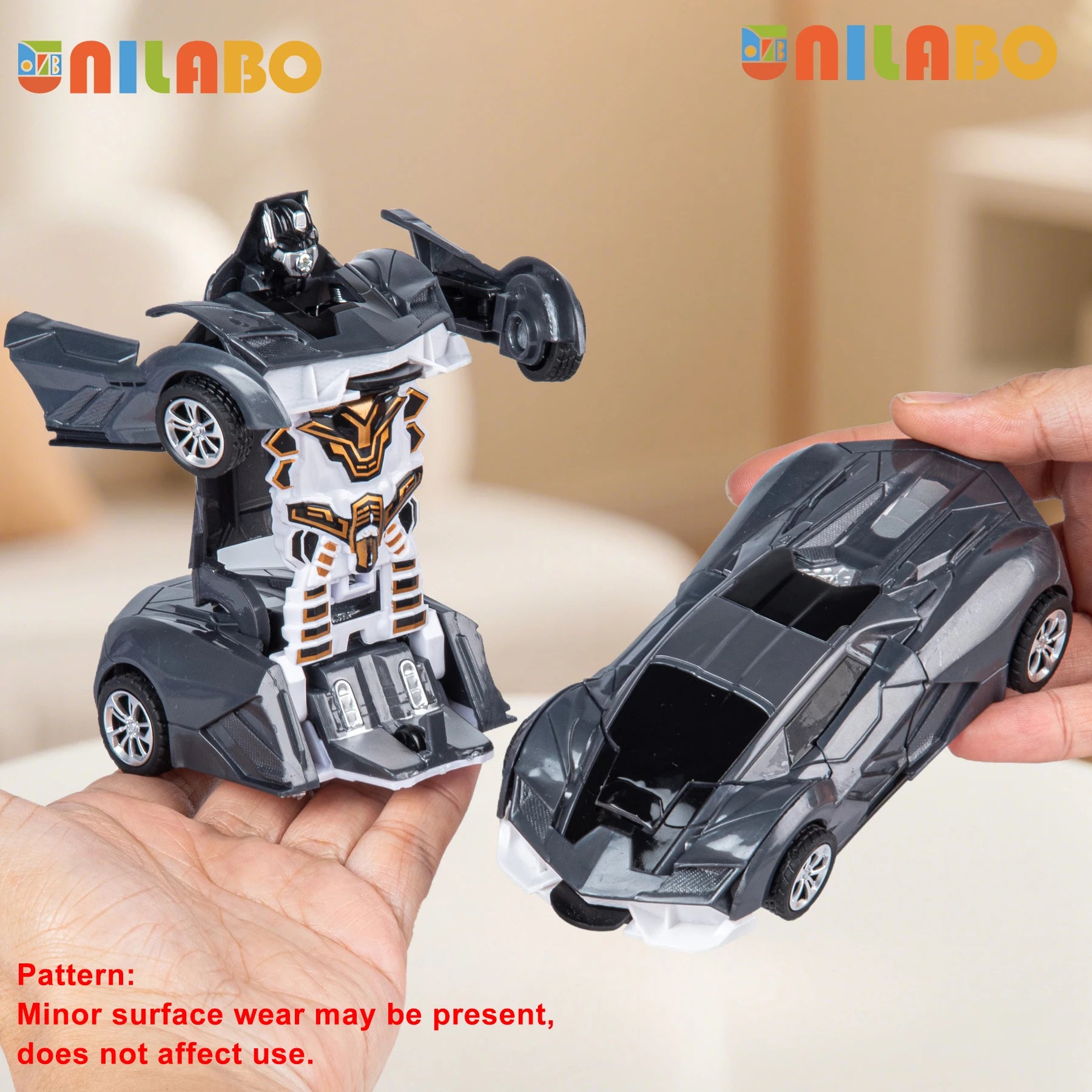 Transformable Robot Sports Car Toys, No Batteries, Educational Kids Gift, Colorful Model Vehicle for Play Learning