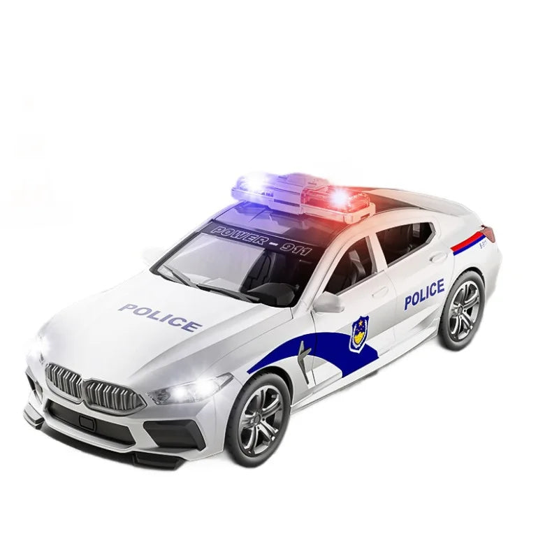 1:32 Simulation BMW M8 Police Car Car Model Car With Sound and Light High Simulation Kids Gift Collection Kids Gifts