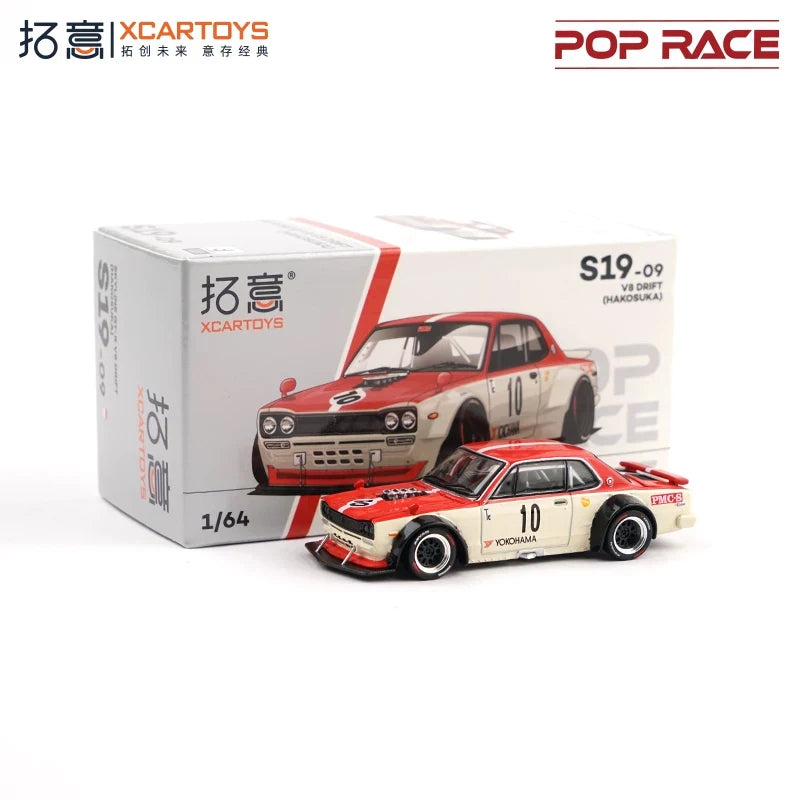 Xcartoys x Pop Race 1:64 EVA RT TYPE-08 087X PANDEM S13 SINGER SKYLINE GTR V8 DRIFT Diecast Model Car
