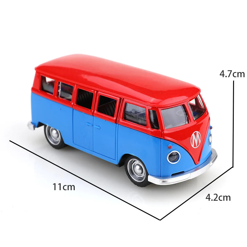 (Bagged) 1:38 Classic Alloy T1 Bus, Retro and Exquisite, a Stylish Children's Toy.