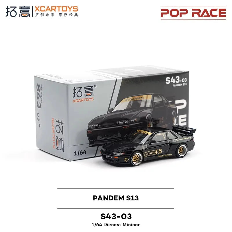 Xcartoys x Pop Race 1:64 EVA RT TYPE-08 087X PANDEM S13 SINGER SKYLINE GTR V8 DRIFT Diecast Model Car