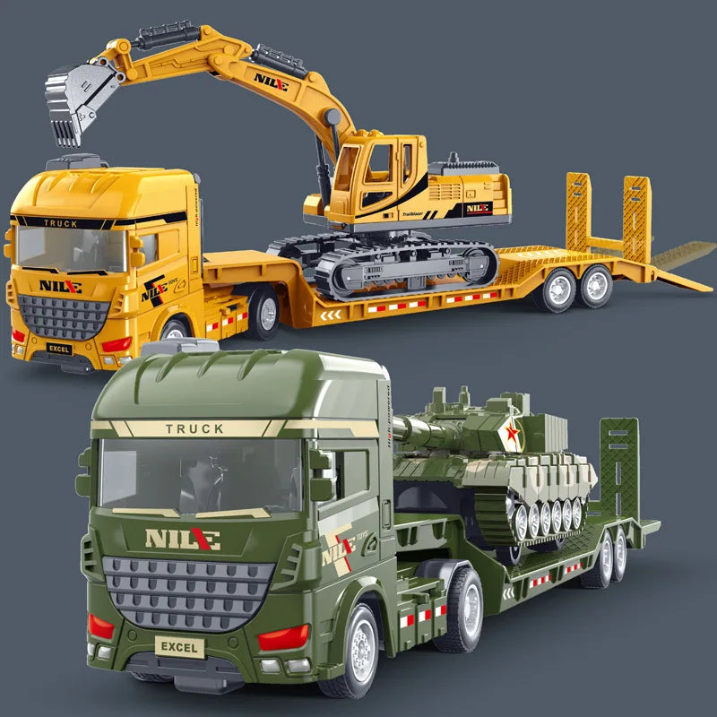 Scale Simulation Container Engineering Car Set Inertial Excavator Transport Truck Model Children Educational Toy Birthday Gift