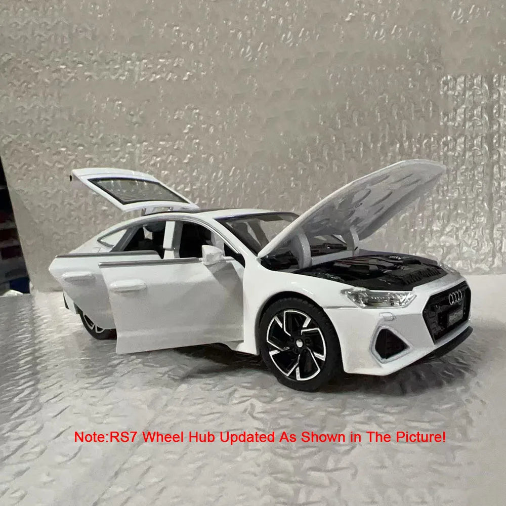 1:32 RS7 Sportback Miniature Model Toy Cars Alloy Diecast 6 Doors Opened with Pull Back Rubber Tires Ornament Vehicle Toys Gifts
