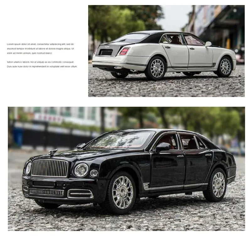 Diecast 1:24 Scale Bentley Mulsanne Alloy Model Car Collection Vehicle Simulation Sound & Light Metal Toy Car Toy For Kids Gift