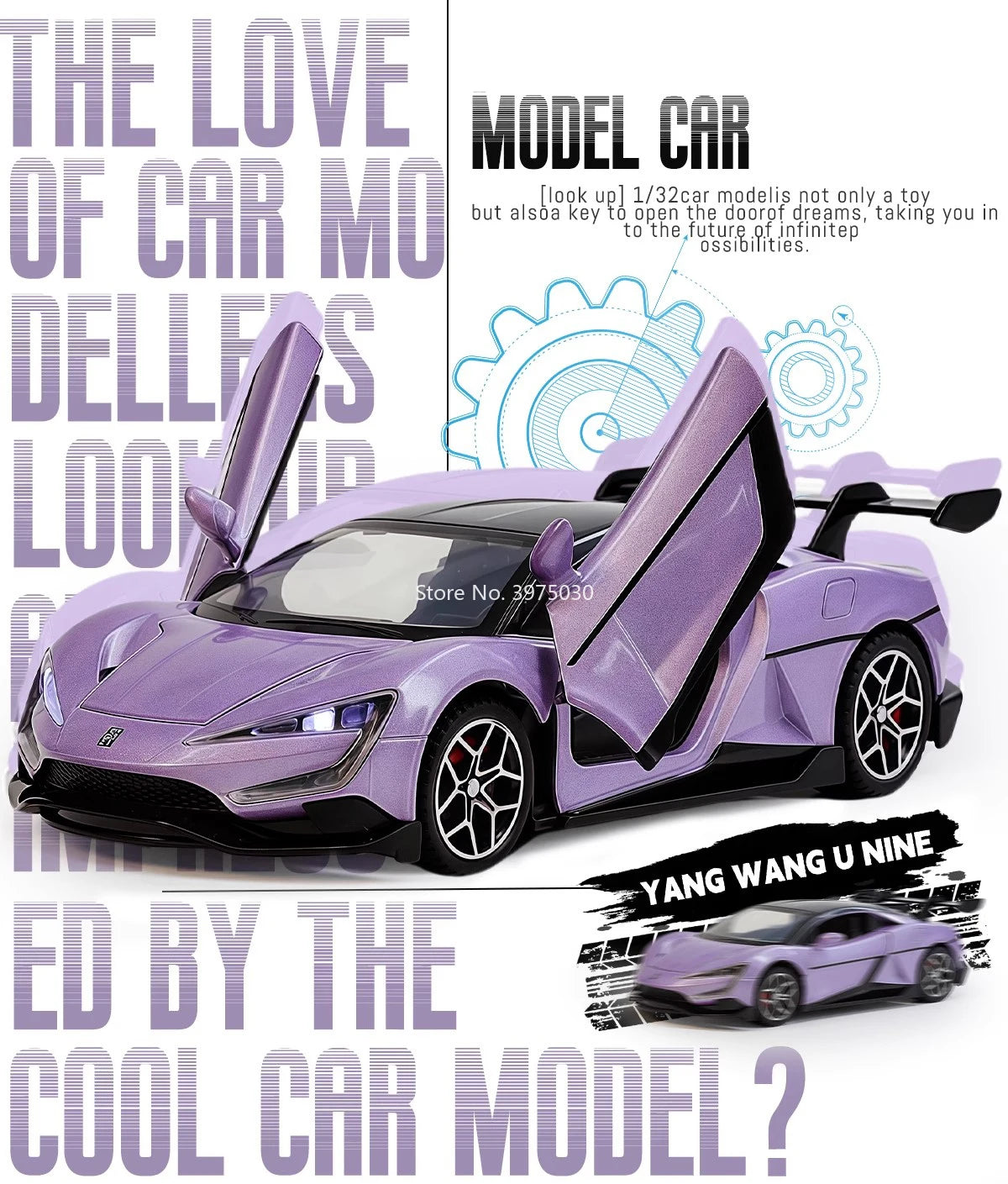 1:32 Alloy Diecast BYD YANGWANG U9 Toys Cars Miniature Model with Light Music Supercar 4 Doors Opened Vehicle Boys Perfect Gifts