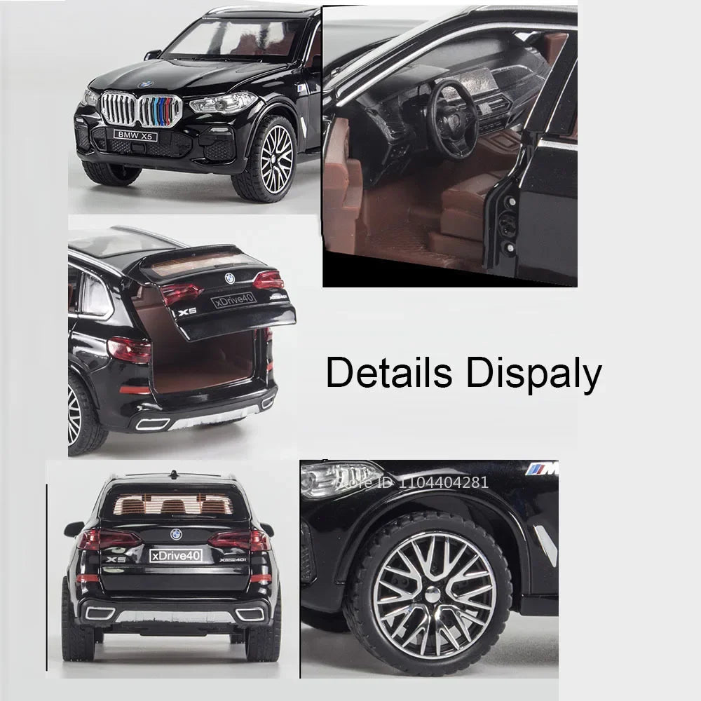 1:32 X5 M8 Alloy Models Toys Diecast Cars 6 Doors Opened with Sound Light Pull Back Rubber Tires Miniature Vehices Holiday Gifts