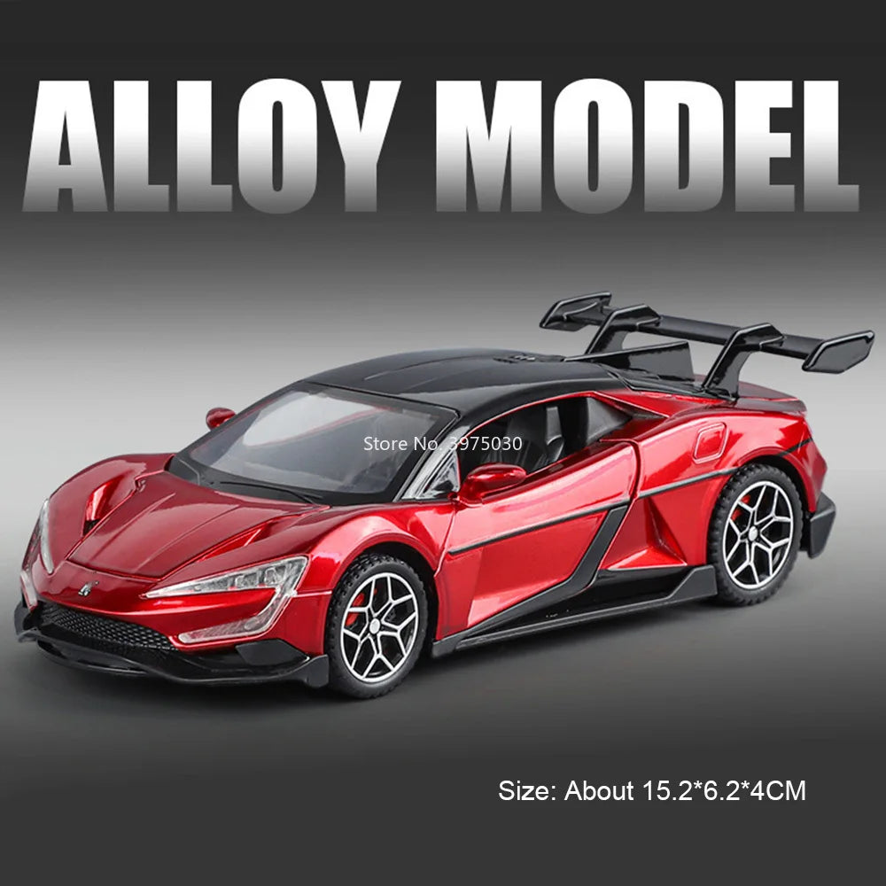 1:32 Alloy Diecast BYD YANGWANG U9 Toys Cars Miniature Model with Light Music Supercar 4 Doors Opened Vehicle Boys Perfect Gifts