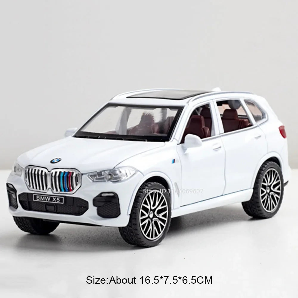 1:32 X5 M8 Alloy Models Toys Diecast Cars 6 Doors Opened with Sound Light Pull Back Rubber Tires Miniature Vehices Holiday Gifts