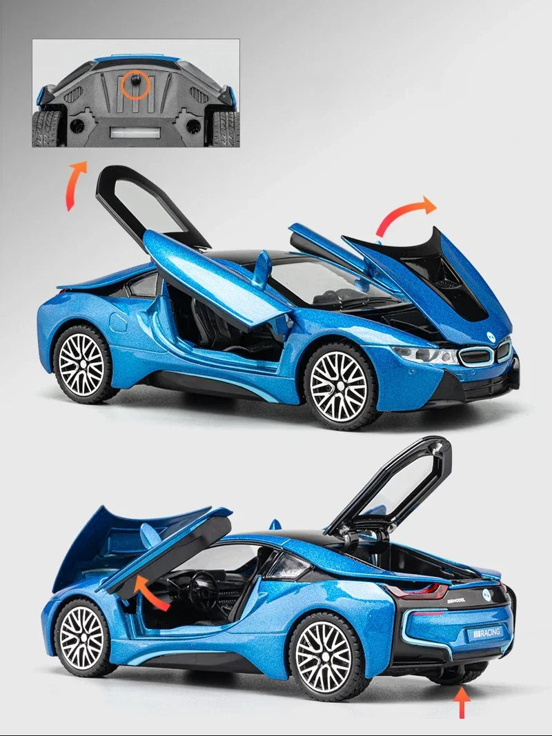 I8 Supercar  Diecast 1:32 Alloy Diecast  Car Diecasts Toy Vehicles Car Model Sound Light Car Toys Gifts