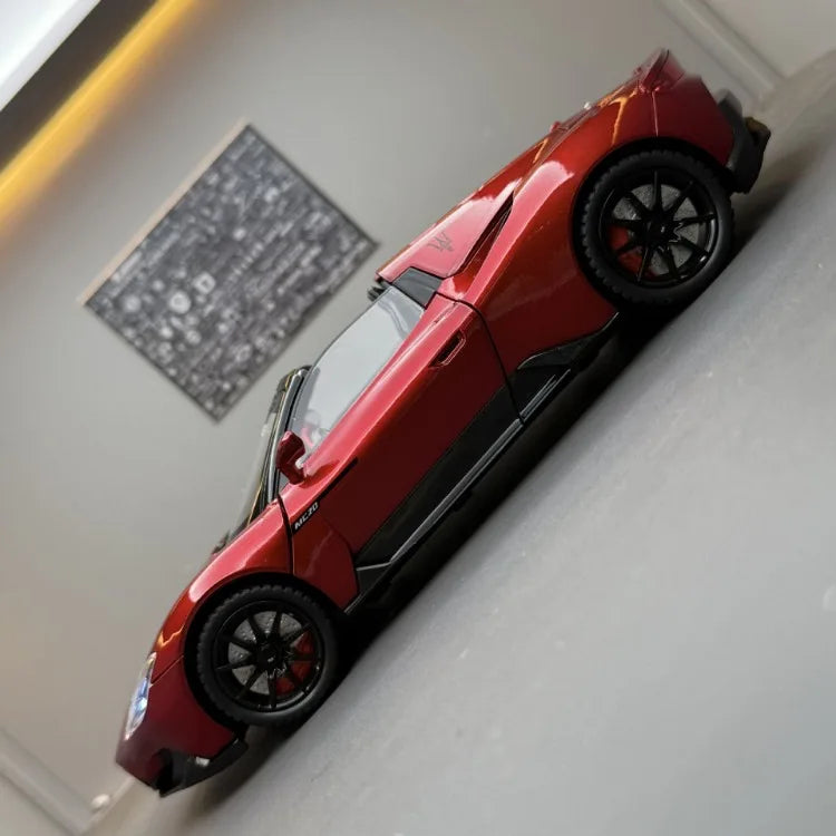 Diecast Alloy 1:24 Maser MC20 Convertible Supercar Model with Sound and Light Pull Back Children's Toy Vehicle Ornaments Gift