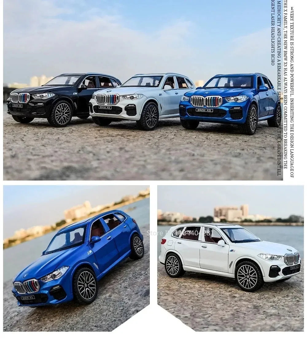 1:32 X5 M8 Alloy Models Toys Diecast Cars 6 Doors Opened with Sound Light Pull Back Rubber Tires Miniature Vehices Holiday Gifts