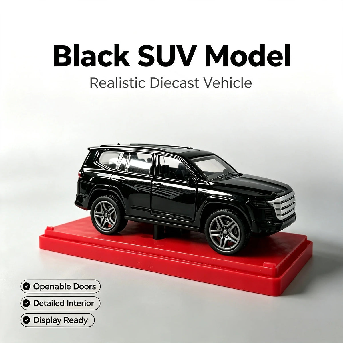 1:32 Die-cast Alloy SUV Model Car with Stackable Display Case, Openable Doors, Pull Back Action, Collectible Vehicle Toy