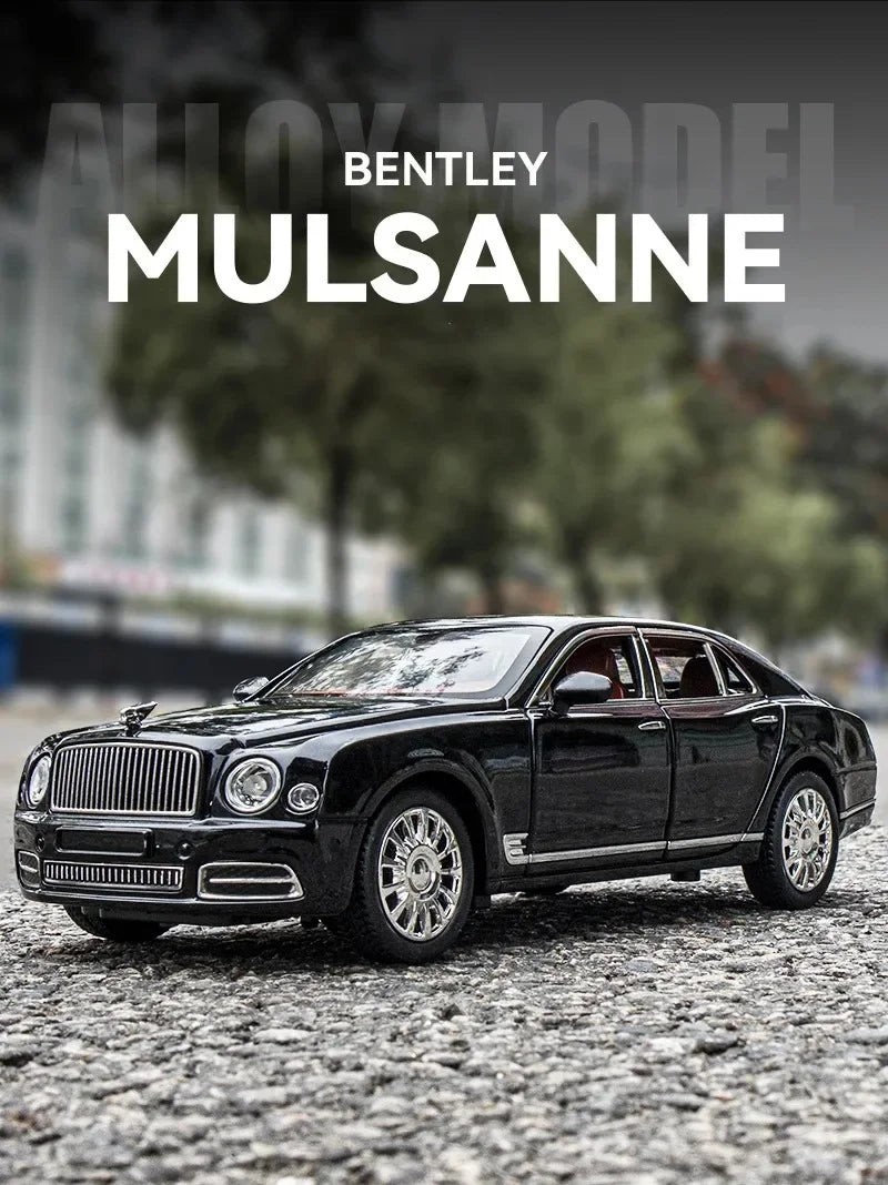 Diecast 1:24 Scale Bentley Mulsanne Alloy Model Car Collection Vehicle Simulation Sound & Light Metal Toy Car Toy For Kids Gift
