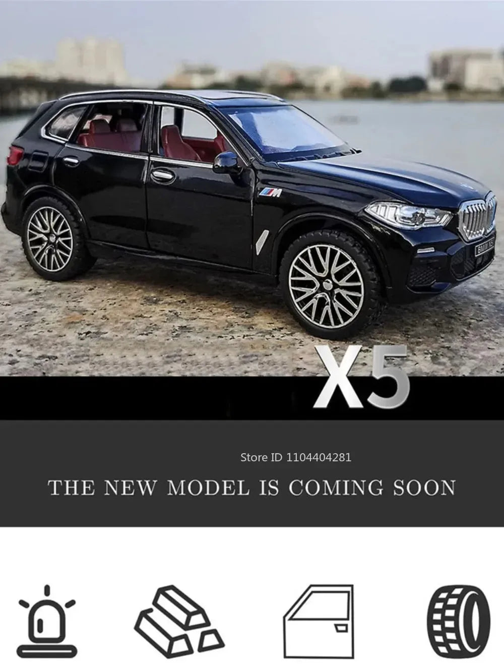 1:32 X5 M8 Alloy Models Toys Diecast Cars 6 Doors Opened with Sound Light Pull Back Rubber Tires Miniature Vehices Holiday Gifts