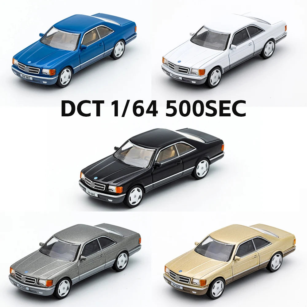 DCT 1/64 500SEC Retro German Coupe Diecast Alloy Vehicle Model with Transparent Display Box Hobby Collectible Toy Gifts