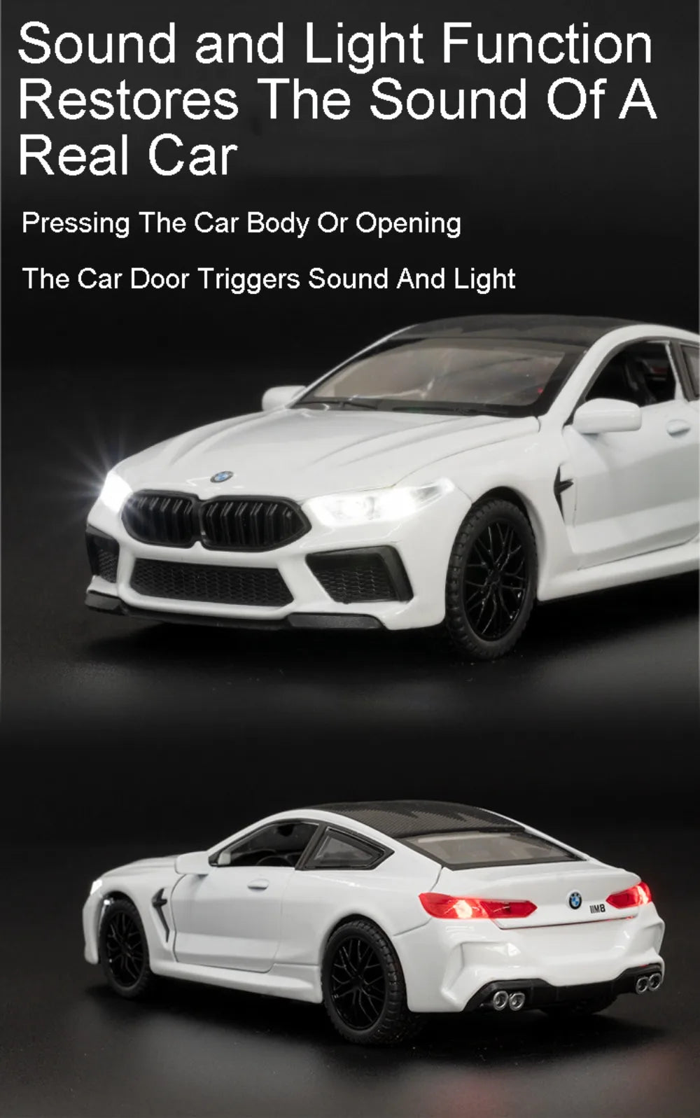 1:32 X5 M8 Alloy Models Toys Diecast Cars 6 Doors Opened with Sound Light Pull Back Rubber Tires Miniature Vehices Holiday Gifts