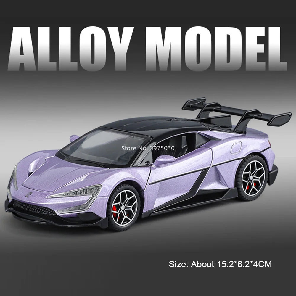 1:32 Alloy Diecast BYD YANGWANG U9 Toys Cars Miniature Model with Light Music Supercar 4 Doors Opened Vehicle Boys Perfect Gifts