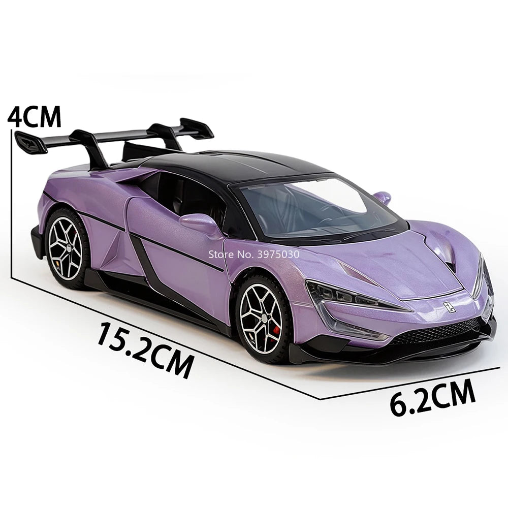 1:32 Alloy Diecast BYD YANGWANG U9 Toys Cars Miniature Model with Light Music Supercar 4 Doors Opened Vehicle Boys Perfect Gifts