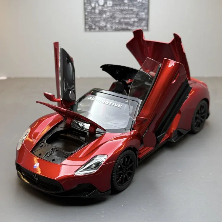 Diecast Alloy 1:24 Maser MC20 Convertible Supercar Model with Sound and Light Pull Back Children's Toy Vehicle Ornaments Gift