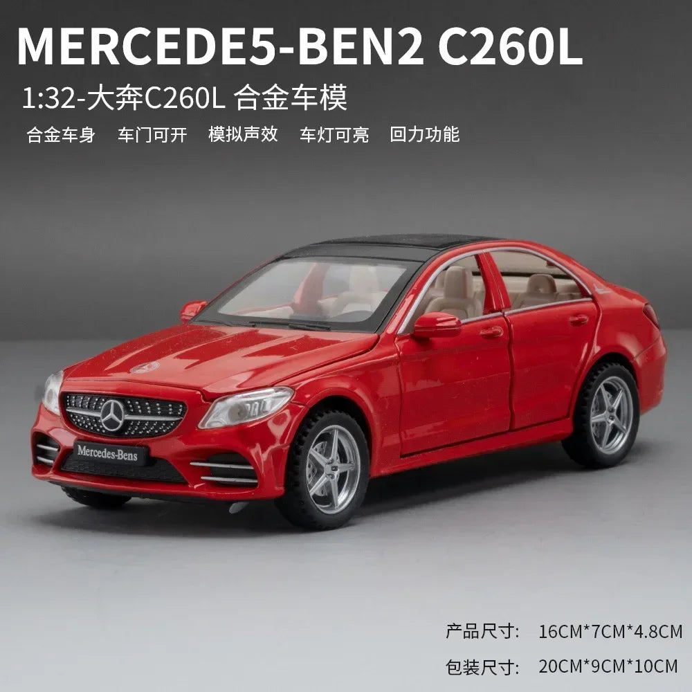 Diecast 1/32 Benz C260L Alloy Car Model Metal Toy Vehicles Miniature Voiture Children Boy Car Toy Birthday Gift  Love toys